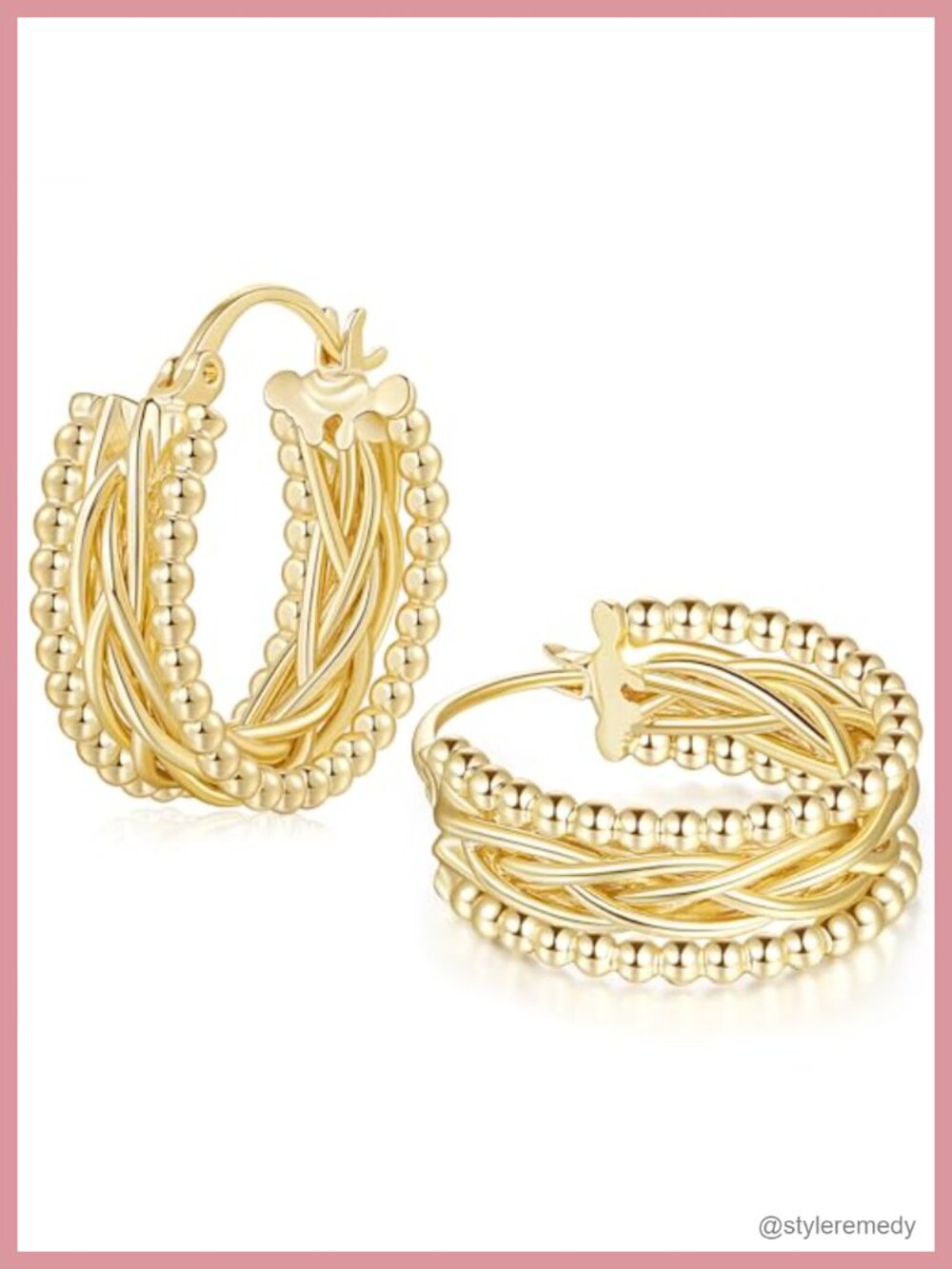 14k Gold Plated Chunky Hoop Earrings Textured Huggie Women's